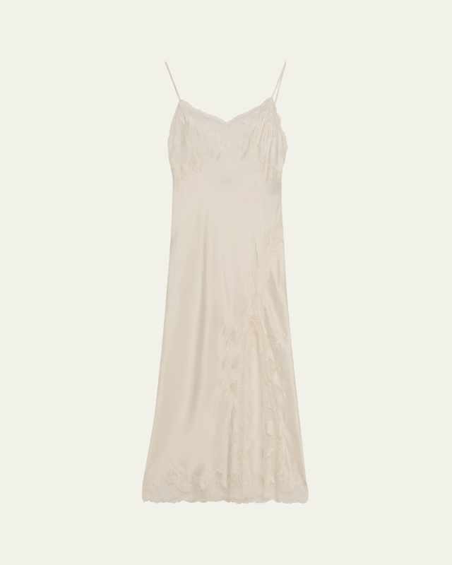 Lolita Sleeveless Lace-Trim Charmeuse Nightgown